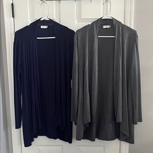 Women's Open Front Cardigan - Navy and Gray - Size L